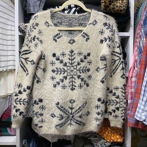 Women’s Fuzzy Snowflake Sweater